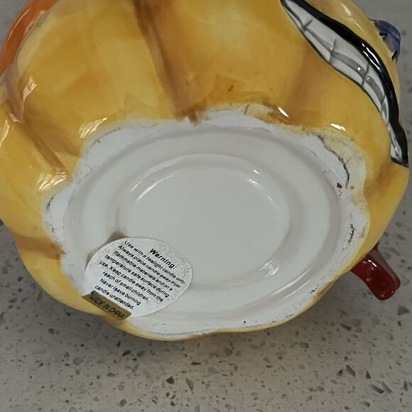 Halloween Porcelain Stacked Pumpkins Jack O Lanterns Tea Light Candle 11" x 5.5" - Picture 7 of 8